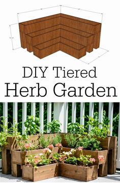 DIY Tiered Herb Garden Tutorial. Great for decks and small outdoor spaces! would also work on the corner of a porch or narrow entry Backyard Ideas For Small Yards, Small Outdoor Spaces, Garden Ideas For Small Spaces, Garden Ideas For Dogs, Large Backyard, Garden Spaces, Veggie Garden, Diy Garden, Pallet Garden