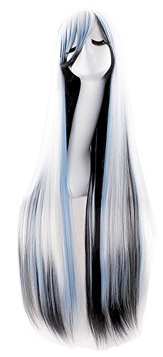White//Blue//Black MapofBeauty 40 100cm Anime Costume Long Straight Cosplay Wig Party Wig