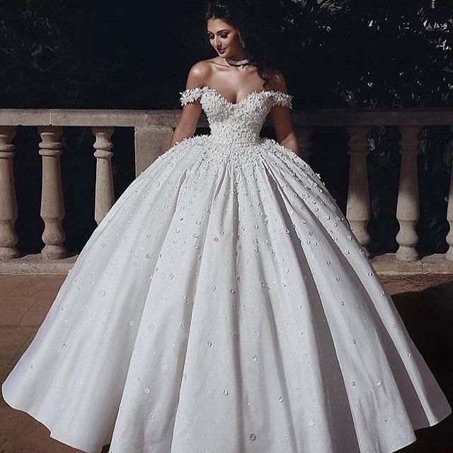 Details about / Princess Off-Shoulder Ball Gown Lace Wedding Dress Satin Bridal Gown Custom Size