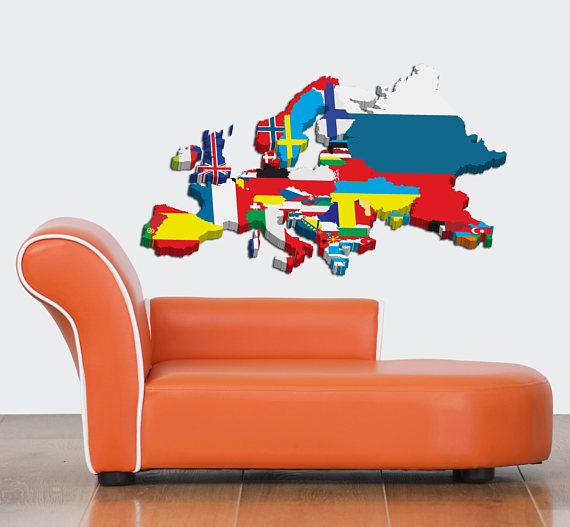 europe map wall decals, europe map wall sticker, europe map wall