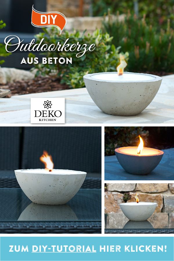DIY: Sommerdeko mit großer Outdoorkerze aus Beton! In diesem Tutorial zeige ich wie Du ganz einfach eine Outdoor-Kerze aus Beton gießen kannst! #gartendekoselbermachen
