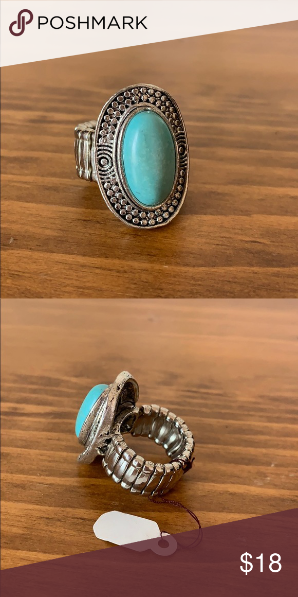 Turquoise Ring with Stretchy Band Turquoise Ring with Stretchy Band