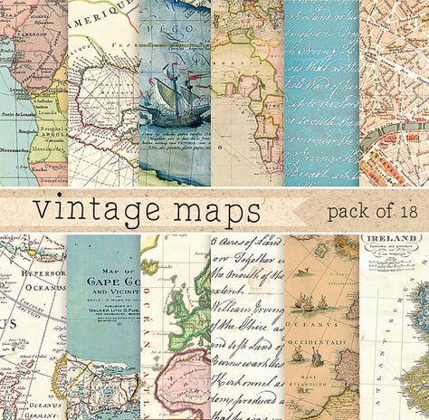 Decoupage-Bastelpapier-Softpapier-Vintage-Landkarte-Weltkarte-Map-12428