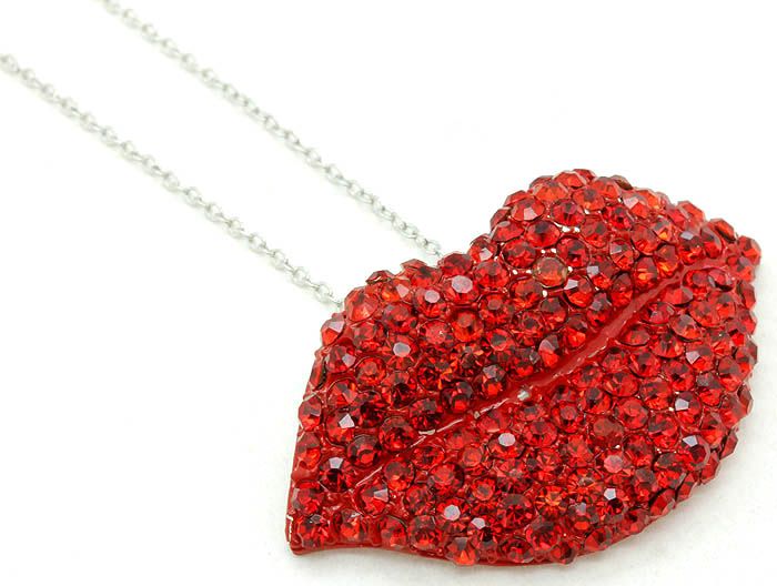 Red Crystal Lips Necklace Www Divacoutoure Com Rhinestone Lips