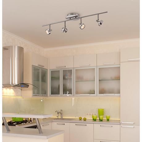 Pro-Track Tilden Four-Light Brushed Steel LED Ceiling Light - Style ... Pro-Track Tilden Four-Light Brushed Steel LED Ceiling Light - Style ...
