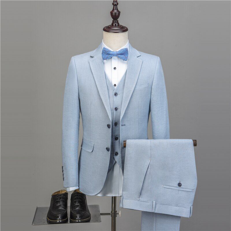 NA45 New Men's Casual Suits Slim Fit Solid Linen Suits Men Top Quality Mens Suits With Pants And Vests Plus Size Tailored Made #men#39;ssuits