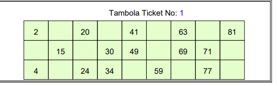 plain tambola ticket tambola game ticket real