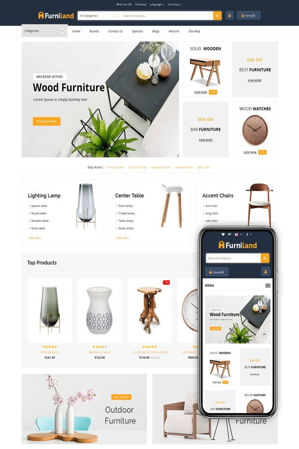Furniland is professional minimalist responsive Opencart Theme built to create modern powerful e-commerce web site. Furniland Opencart Theme is SEO optimized to be friendly with most popular search engines. Furniland Opencart Theme configuration gives the control with flexible settings, fast loading, fast support and much more. Furniland Opencart Theme Including One-Click (Quick Start) package to get a replication of our Demo theme installed on your web site with same demo content, graphics, the Popular Search Engines, Opencart, Home Decor Store, Ecommerce, Demo, Minimalist, Control, Graphics, Start
