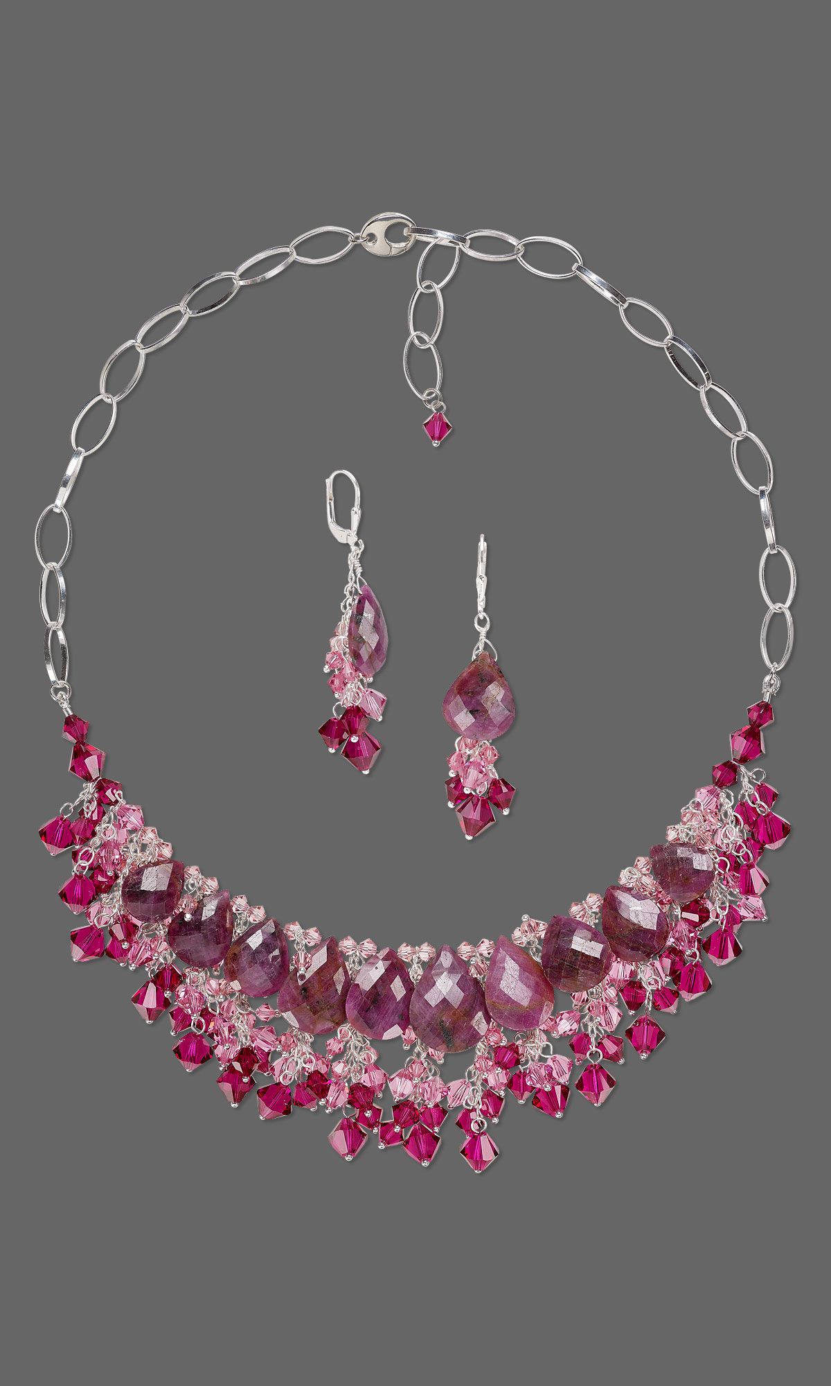 Jewelry Design Single Strand Necklace And Earring Set With Indian Jewelry Design Single Strand Necklace And Earring Set With Indian Ruby Gemstone Beads
