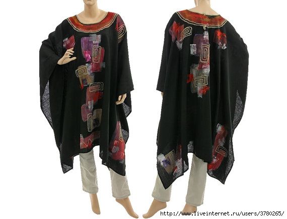 il_570xN.677128380_bq6m (570x434, 95Kb) Artsy Outfit, Linen Ribbon, Poncho Cape, Boho Designs, Different Outfits, Tube Dress, Lagenlook, Black Fabric, One Size Fits All