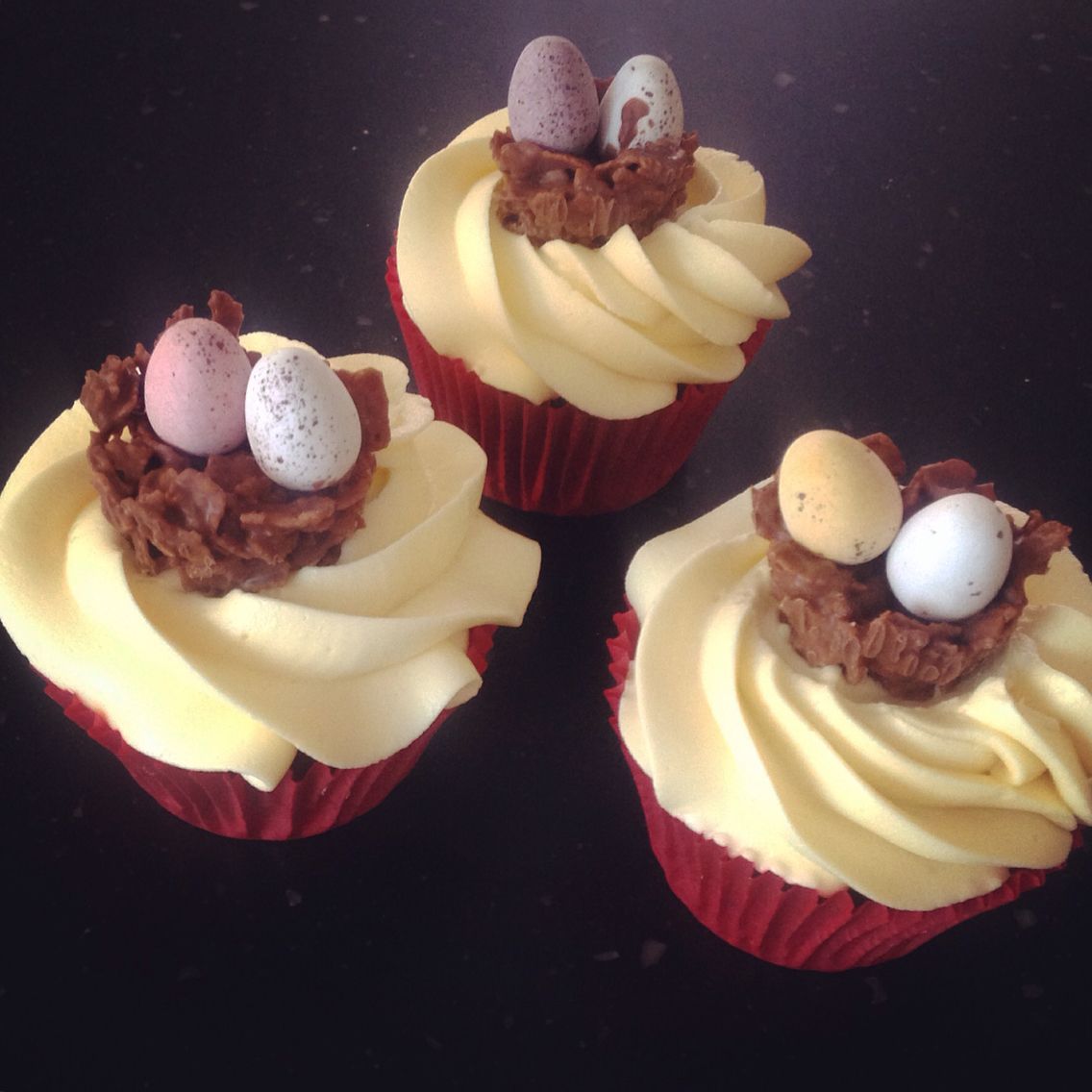 Easter Nest Cupcakes Chocolate Cornflake Nests On A Bed Of Beautiful Buttercreamand A
