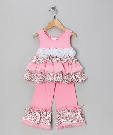 Girls ROYAL GEM boutique outfit 3T 4T 6 NWT cloth flower tiered ruffle swing top