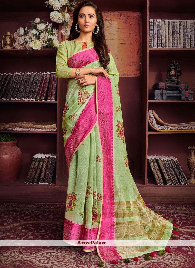 Green Abstract Print Cotton Saree Indian Lehenga, Lehenga Saree, Bridal Lehenga, Anarkali, Choli Designs, Lehenga Designs, Dress Designs, Mehndi Designs, Cotton Sarees Online