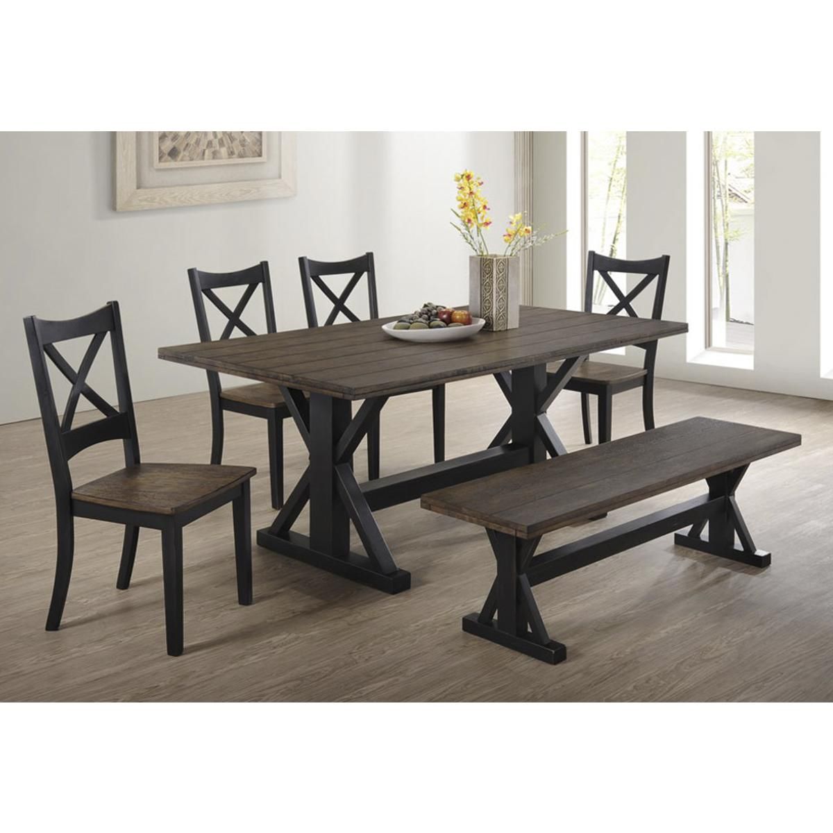 Rectangle Black Glaze Wooden Dining Table With White Velvet Upholstered Bench And Chairs Under Chandelier Dining Table With Bench Modern Dining Room Home Decor