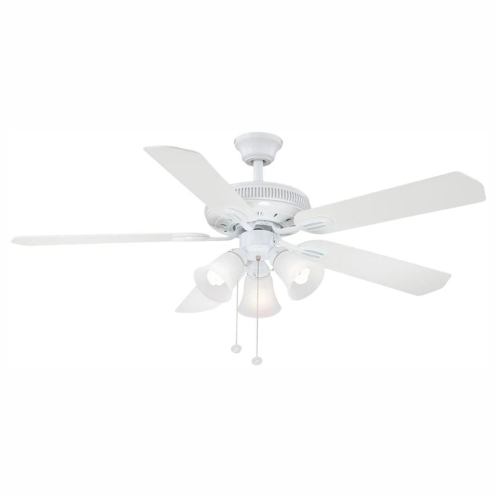 Hampton Bay Glendale 52 in. LED Indoor White Ceiling Fan with Light Kit