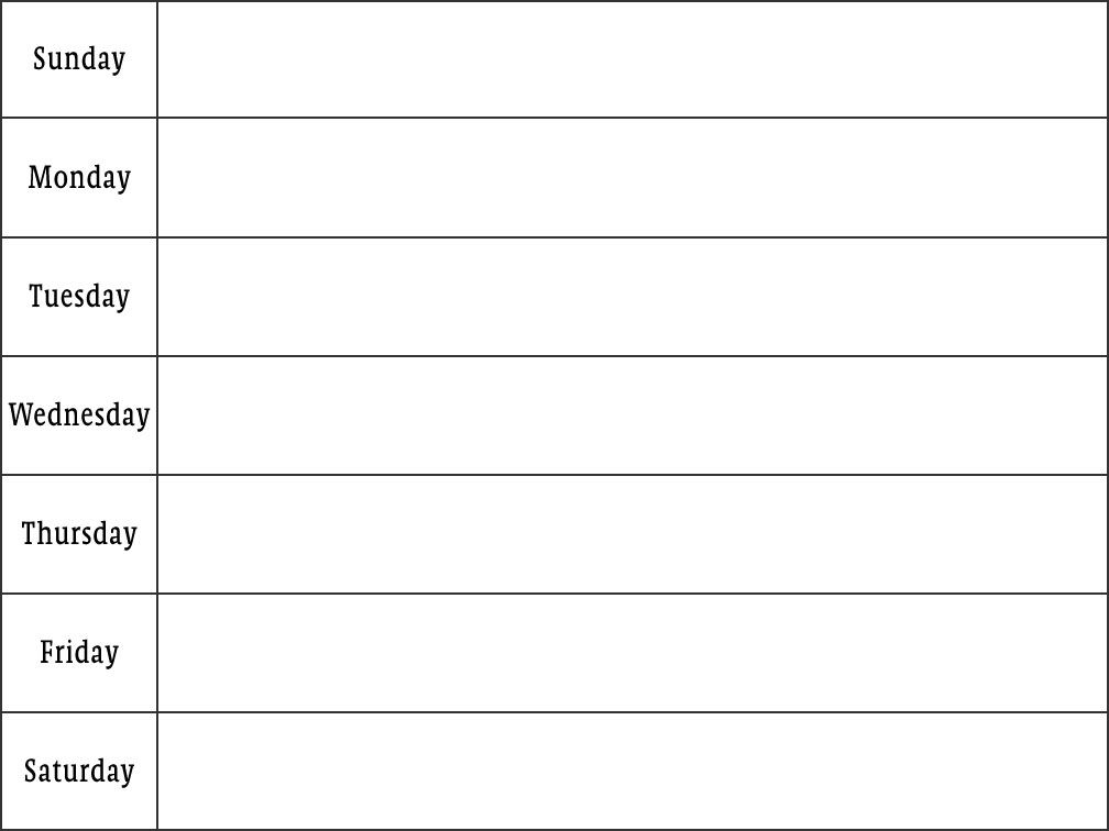 days of the week template rome fontanacountryinn com days of the week template