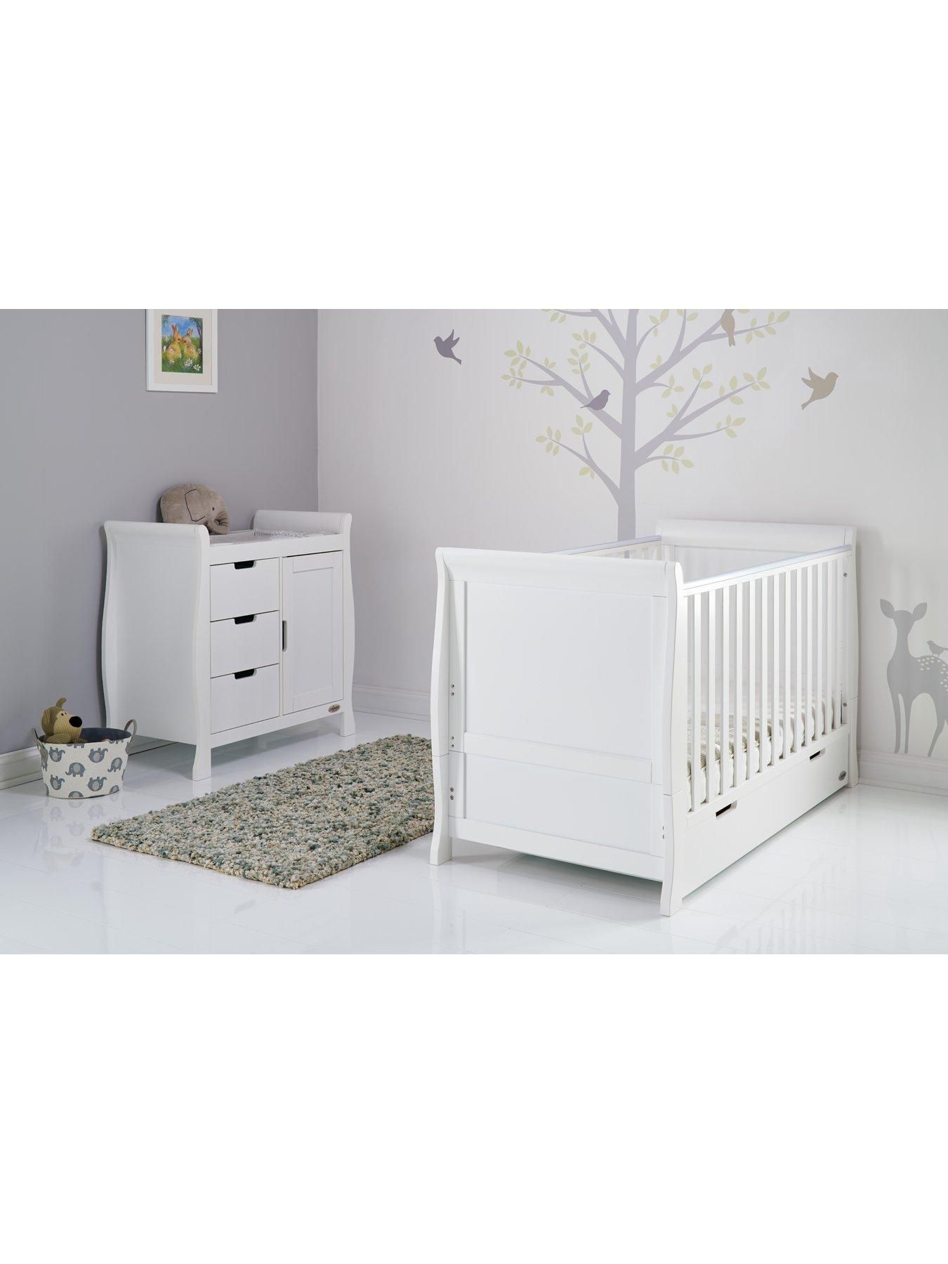 Obaby Stamford Clic Sleigh 2 Piece Nursery Furniture Set White Sets Obaby Stamford Clic Sleigh 2