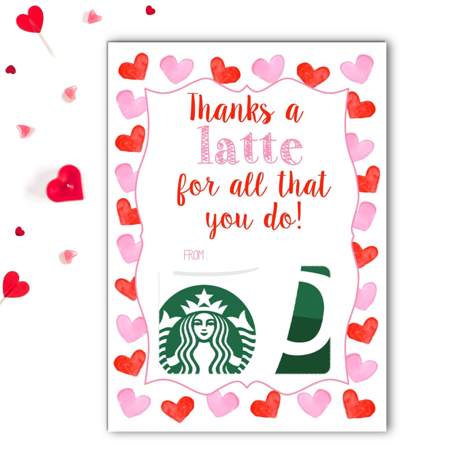 latte valentine's gift card holder with images teacher