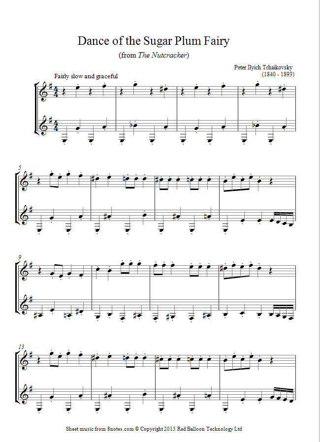 tchaikovsky dance of the sugar plum fairy from the nutcracker dance of the sugar plum fairy sheet music