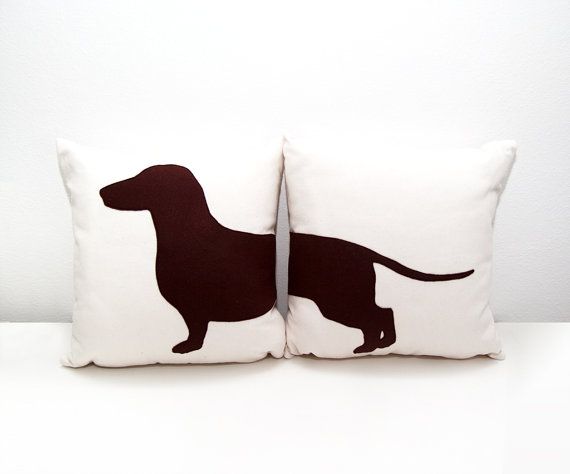 Personalized Dachshund Cushion Covers Beige And Dark Brown Dog