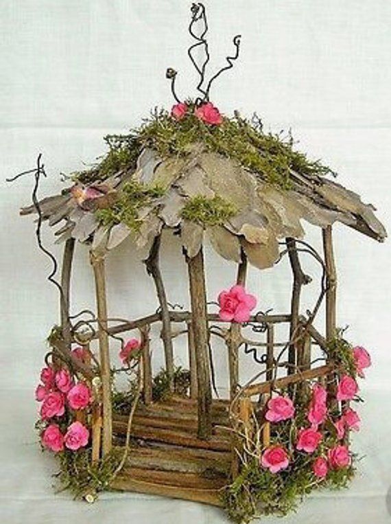 Fairy Garden Pavillon Natürliches unvollendetes Holz verzieren Sie Ihr eigenes - Holz Bauen