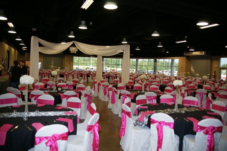 pink black and white weddings