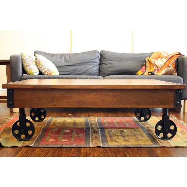 Like That It S Easily Movable Timber Reclaimed Wood Like That It S Easily Movable Timber Reclaimed Wood Cart Wheels Coffee Table