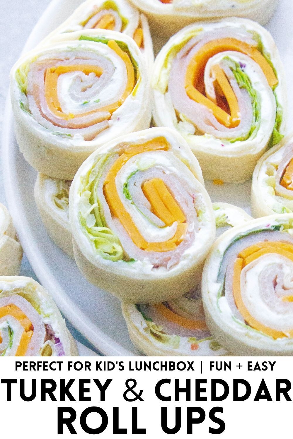Turkey Cheddar Lunch Roll Ups make the best lunch, appetizer or snack that everyone will love! These are fun and perfect to add to your kids lunchbox! #rollups #turkey #lunch #lunchideas #kidslunch #cheese #recipes #easylunch #easyrecipes #pinwheels Party Food Appetizers, Yummy Appetizers, Appetizer Recipes, Snack Recipes, Cooking Recipes, Recipes For Lunch, Pinwheel Appetizers, Appetizers For Kids, Cheese Recipes