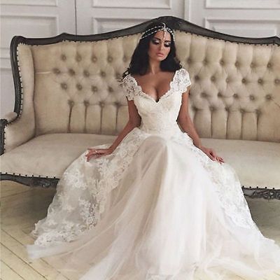 2017 New White Ivory Wedding Dress Bridal Gown Custom Size 6 8 10 2017 New White Ivory Wedding Dress Bridal Gown Custom Size 6 8 10