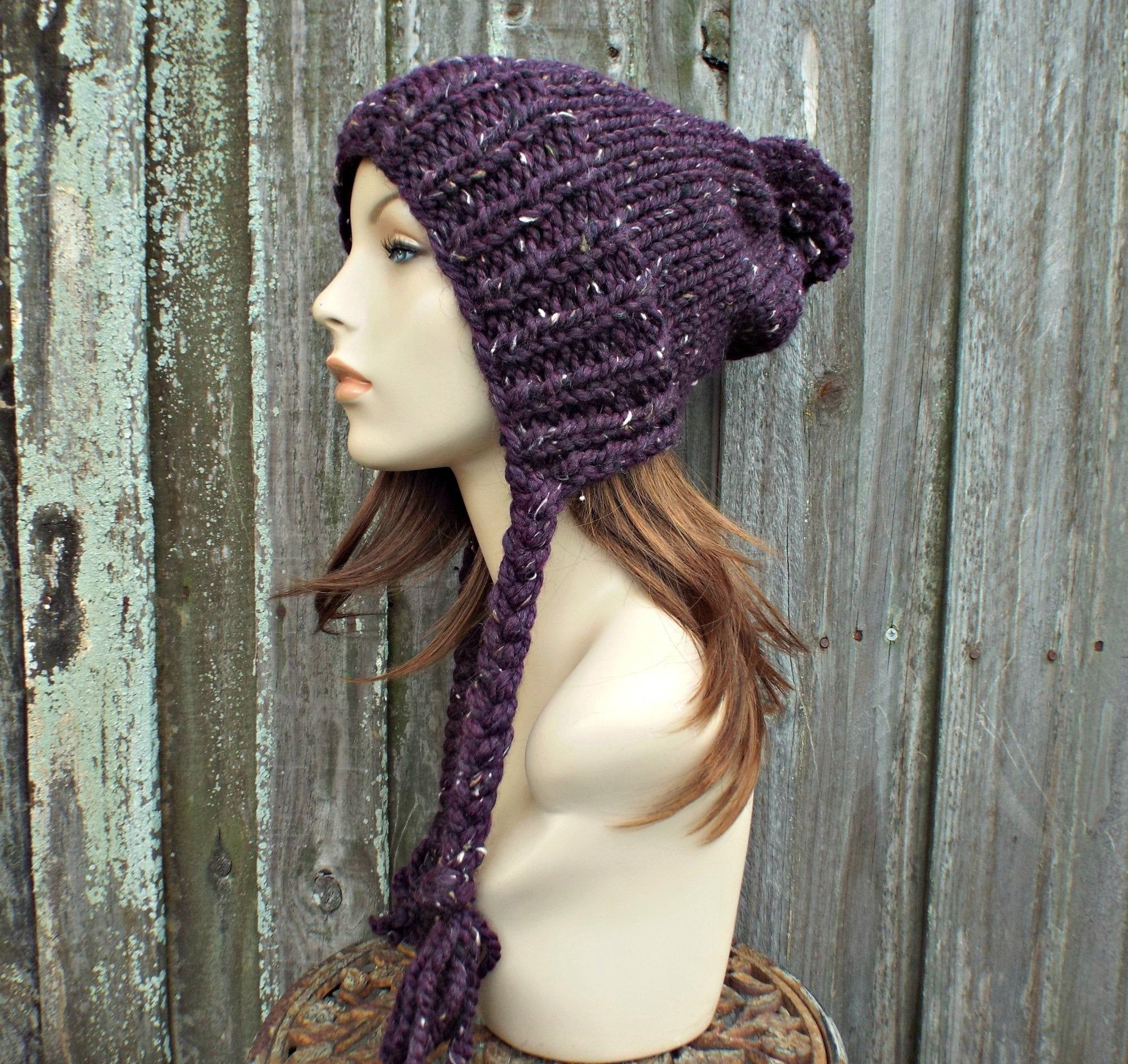 Crochet Womens Hat Mens Hat Raisin Tweed Purple Beanie Crochet Hat Women Warm Winter Hat