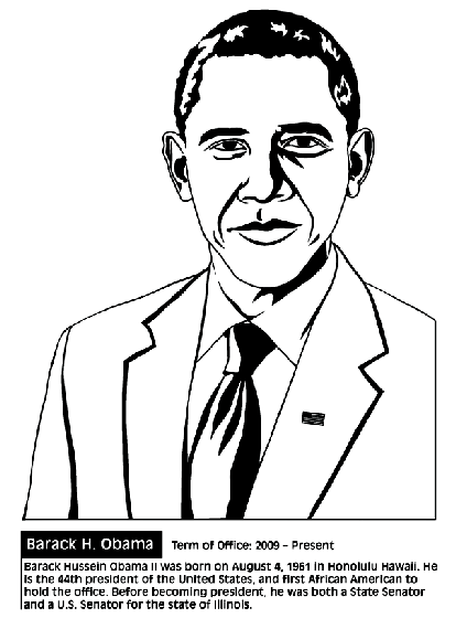 Download U.S. President Barack Obama coloring page. | Black history month activities, Black history month ...