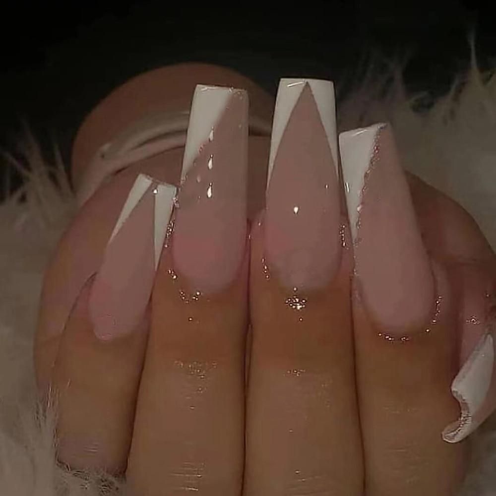 24pcs/set Long Stiletto Fake Nails Punk Snake Pattern Black White Matt – churchf Acrylic Nails Coffin Pink, Long Square Acrylic Nails, Simple Acrylic Nails, Summer Acrylic Nails, Coffin Nails, Long Square Nails, 3d Nails, Makeup Nails, Nagellack Design