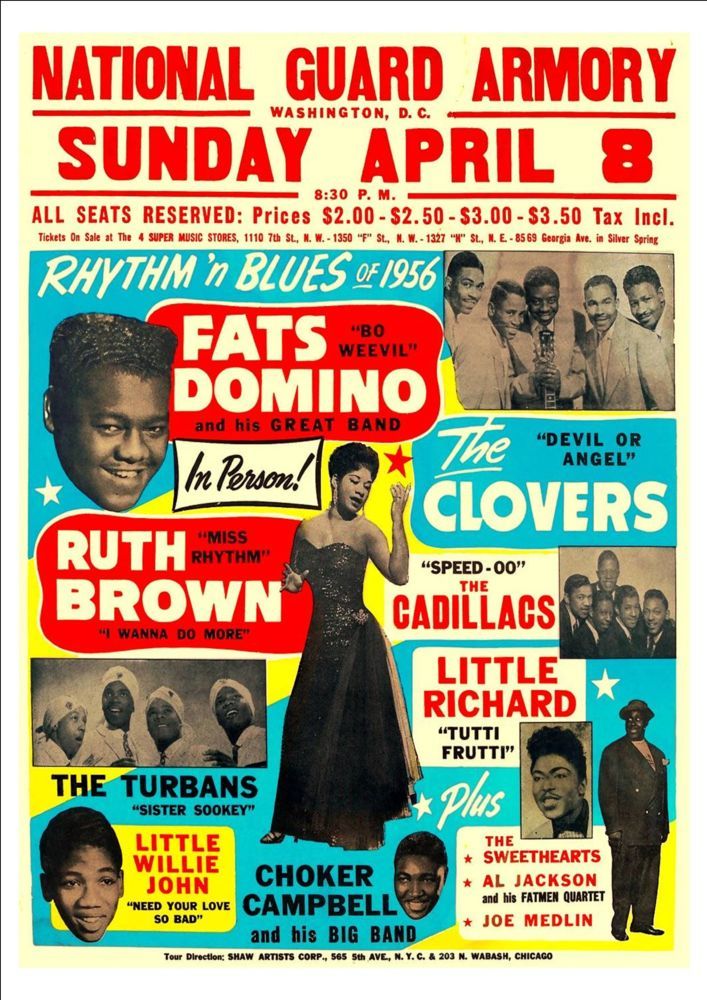 RR19 Vintage Fats Domino Rock /& Roll Concert Advertisement Music Poster A3//A4