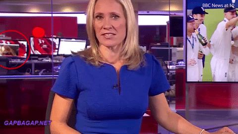 Funny GIF Of BBC Worker Having Fun On Live TV Funny GIF Of BBC Worker Having Fun On Live TV