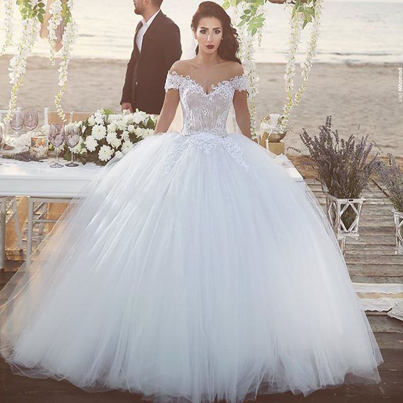 Saudi Arabia Style Sleeveless Off The Shoulder Ball Gown Middle