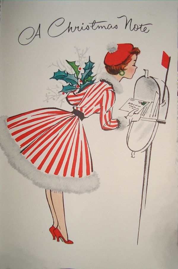 shes sending a christmas note by merr vintage holiday a christmas note