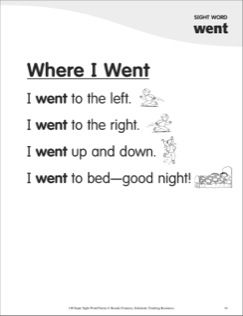 Where I Went (Sight Word 'went'): Super Sight Words Poem} - Printables