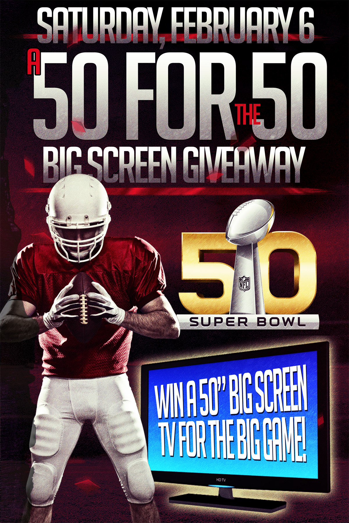 a 50 for the 50 big screen giveaway poster flyer design for the