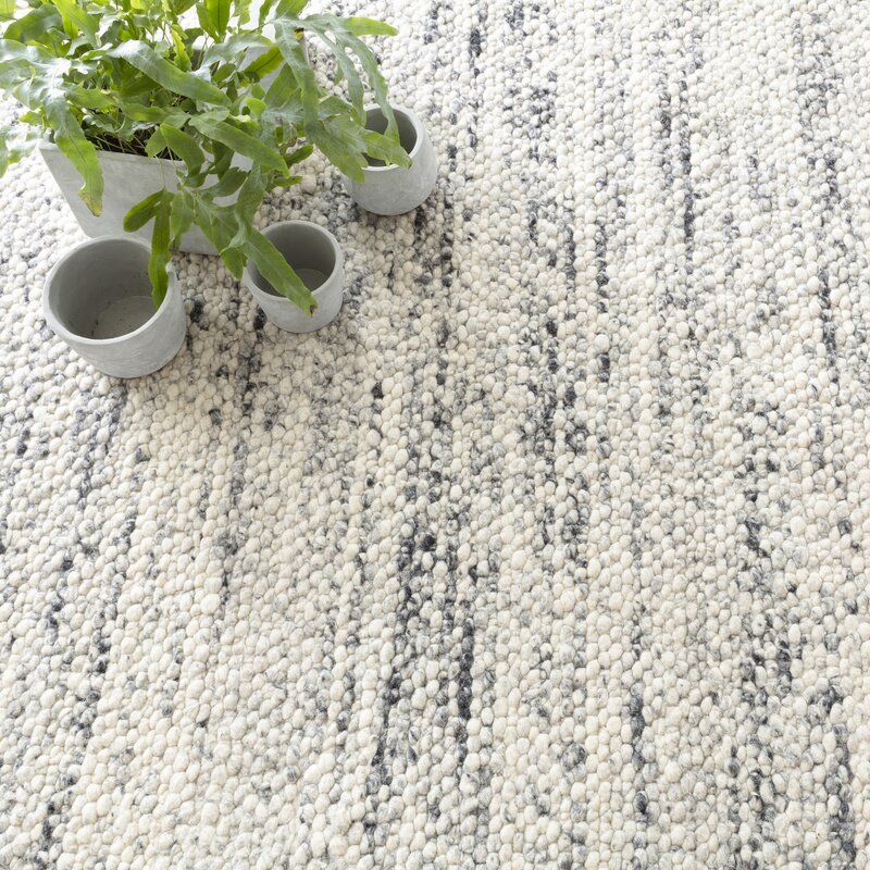Cobblestone Hand Looped Wool Gray White Area Rug Dash And Albert Rugs Wool Rug Rugs