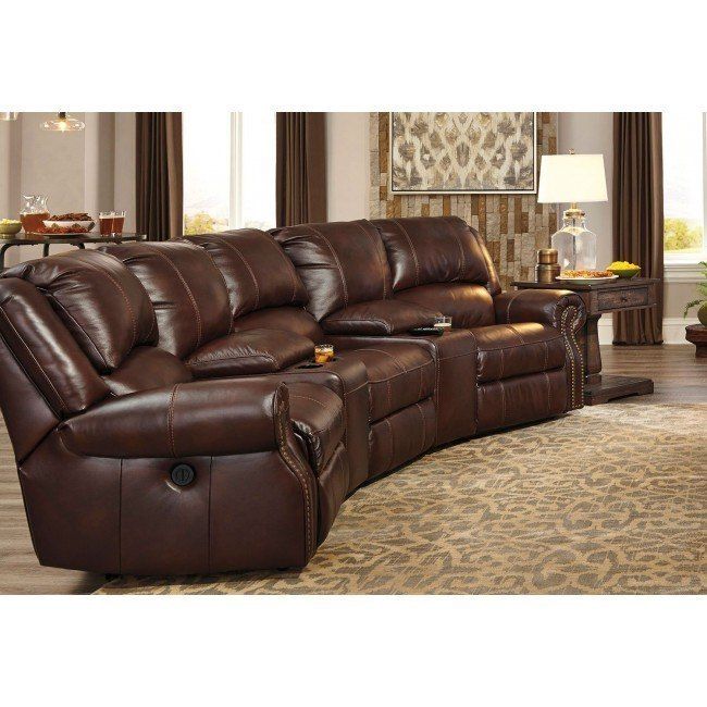 Collinsville Chestnut Reclining Home Theater Sectional