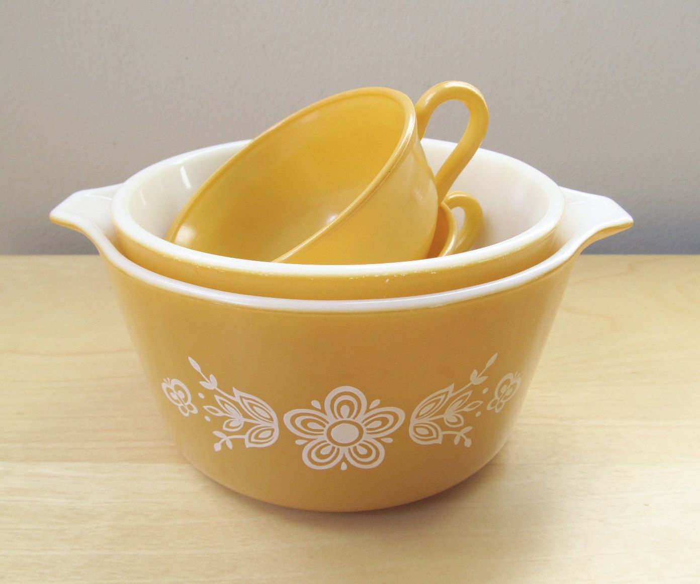 instant collection, harvest gold, vintage pyrex daisy mixing bowls ... instant collection, harvest gold, vintage pyrex daisy mixing bowls ...