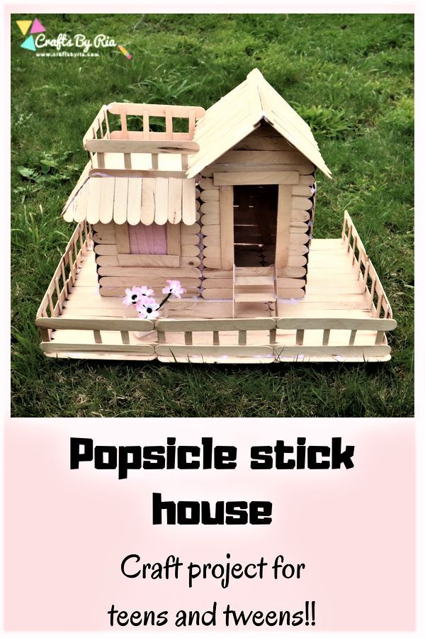 DIY Popsicle stick house to develop the math and engineering skills of kids. This DIY project with icecream sticks is a perfect craft idea for teens and tweens. Popsicle Stick Crafts For Adults, Popsicle Crafts, Craft Stick Crafts, Fun Crafts, Home Crafts, Craft Sticks, Diy Projects With Popsicle Sticks, Craft Stick Projects, Craft Ideas