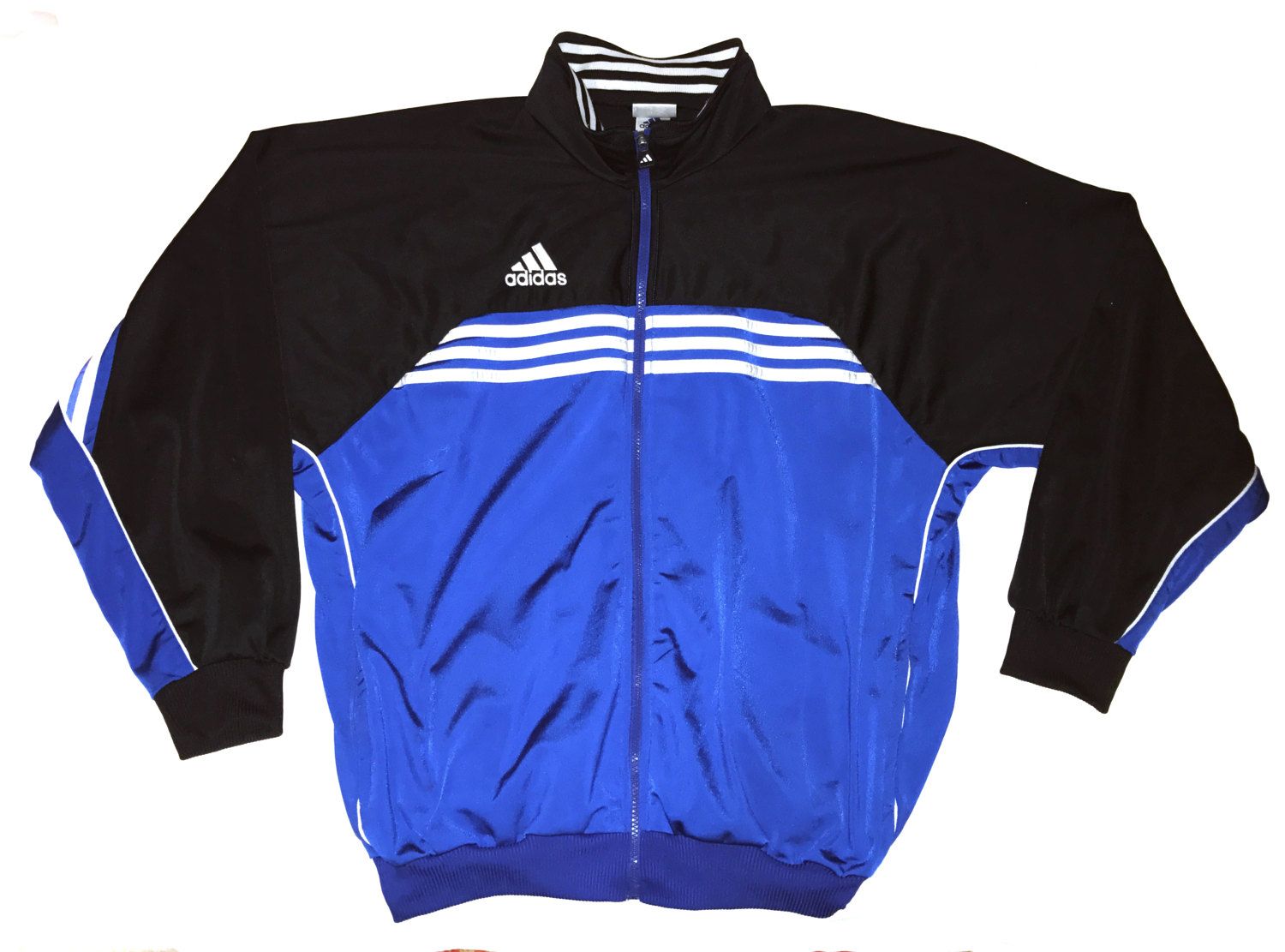 Vintage 90s Adidas Tracksuit Top jacket Hip Hop Style Blue/Black Size L ...