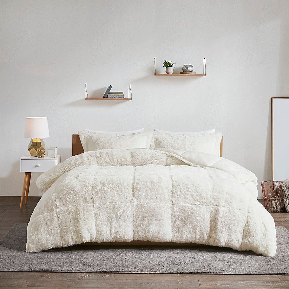 Intelligent Design Malea Reversible Shaggy Faux Fur Twin/twin Xl Comforter Set In Ivory - Stay warm and cozy with the Intelligent Design Malea Shaggy Comforter Set. Crafted with comfort in mind, this bedding features shaggy fur texture both on top and underneath. Complemented with coordinating shams. Fur Comforter, Queen Comforter Sets, Bed Comforters, Window Baby, Kids Outdoor Furniture, Intelligent Design, Cozy Bedroom, Redecorate Bedroom, Bedroom Ideas