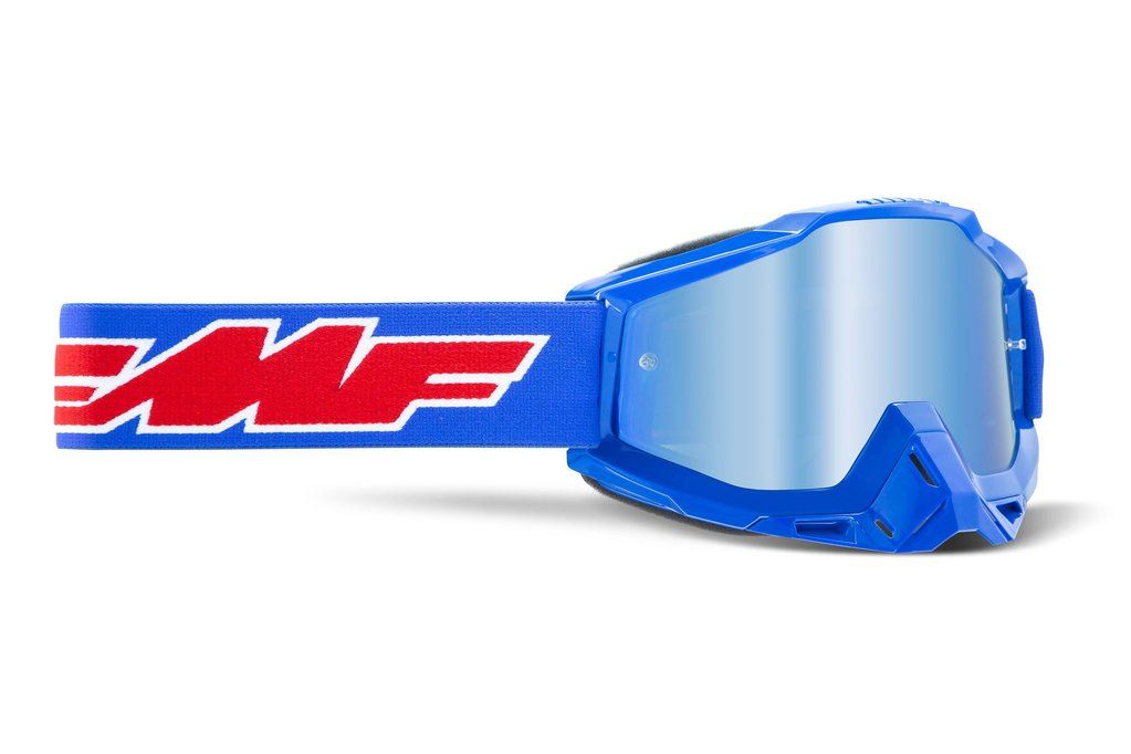 FMF PowerBomb Rocket Blue Goggle Removeable nose guard deflects roost and debris Anti-fog coated polycarbonate... Used Motorcycles, Adventure Gear, Motorcycle Gear, Roost, Debris, Motocross, Oakley Sunglasses, Fog
