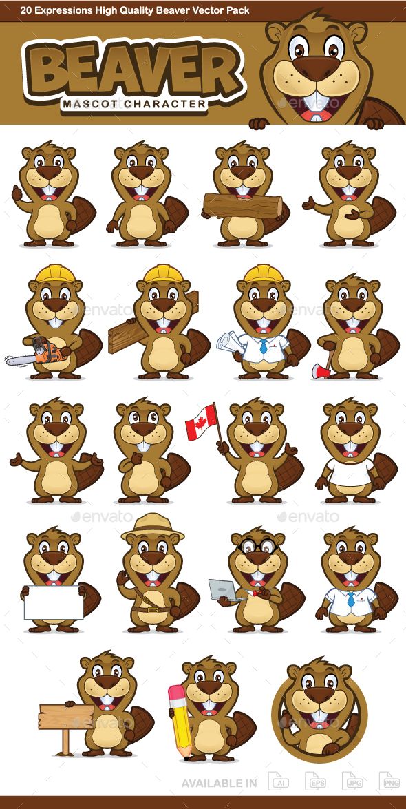 beaver mascot character by