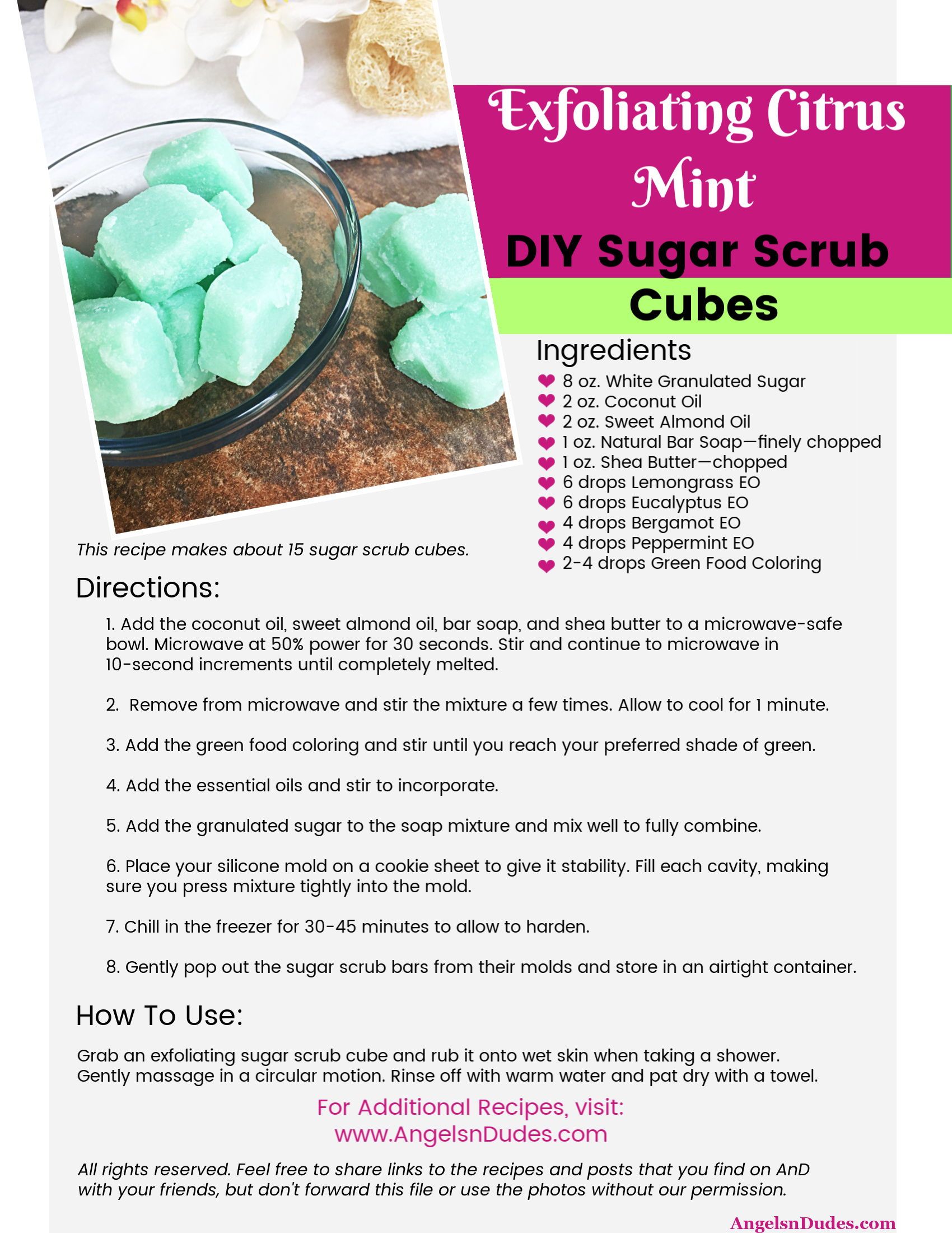 Exfoliating Citrus Mint DIY Sugar Scrub Cubes | Sugar scrub diy, Diy sugar scrub cubes, Sugar ...