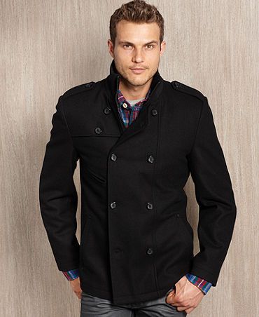 Buffalo by David Bitton Mens Double Breasted Peacoat