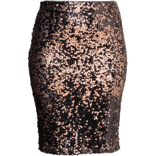 h m sequined skirt 38 liked on polyvore featuring skirts plus size black skirt elastic waist