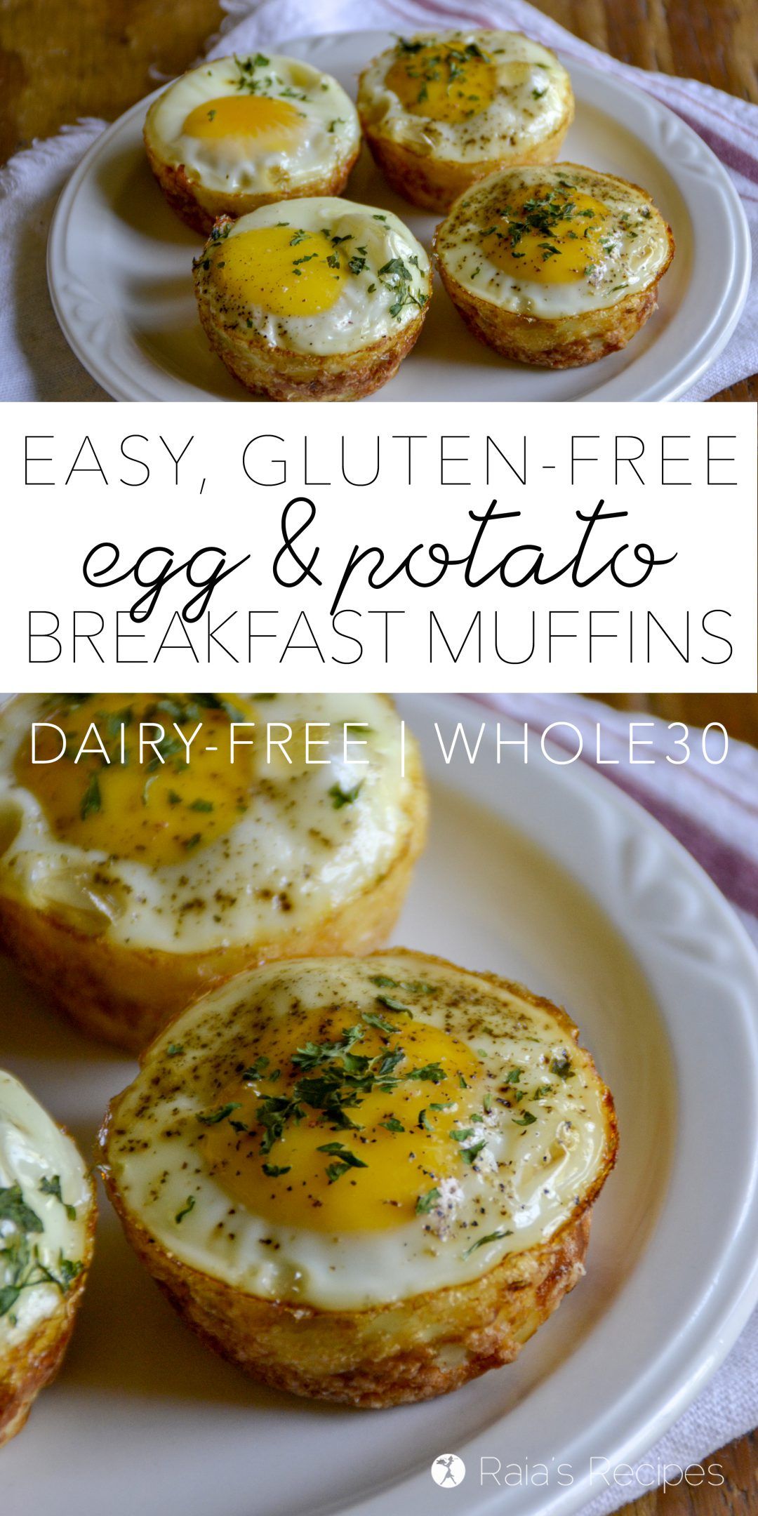 Need an easy, grab-n-go breakfast? These gluten-free Egg & Potato Breakfast Muffins are for you! They're hand-held, grain-free, and Whole30! Dairy Free Breakfasts, Gluten Free Recipes For Breakfast, Gluten Free Recipes Easy, Gluten Free Diet, Gluten Free Desserts, Dinner Recipes, Easy Gf Breakfast Ideas, Gluten Free Christmas Appetizers, Lunch Recipes